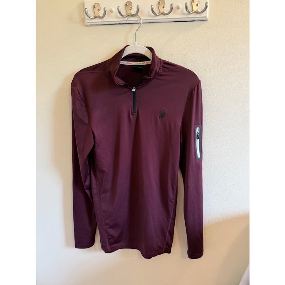 Men's Spyder Quarter Zip Red, Black Casual Button Down Shirts Country Club Golf